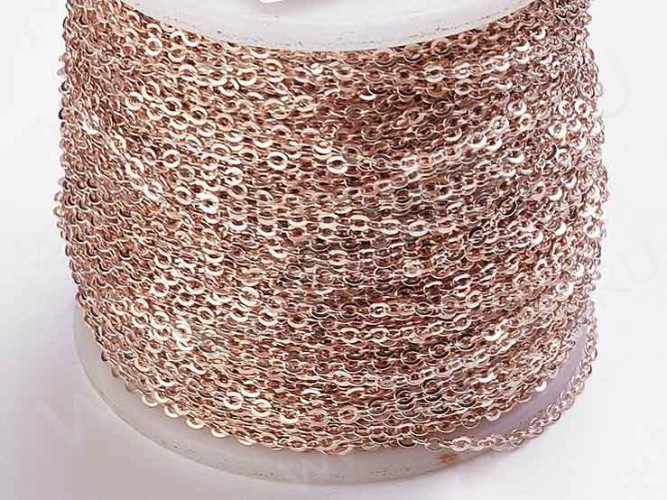 Цепочка C02 с плоским звеном 2,5*2мм розовое золото (Brass) (50см)