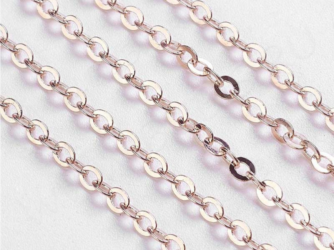 Цепочка C02 с плоским звеном 2,5*2мм розовое золото (Brass) (50см)