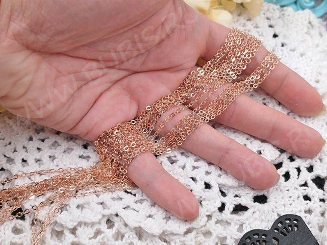 Цепочка C02 с плоским звеном 2,5*2мм розовое золото (Brass) (50см)