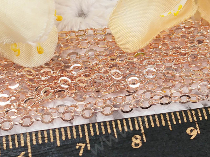 Цепочка C02 с плоским звеном 2,5*2мм розовое золото (Brass) (50см)