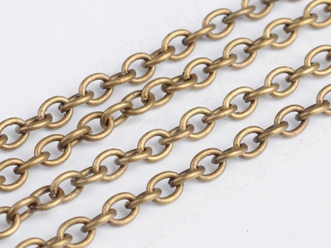 Цепочка I117 звено 4*3мм античная бронза (Iron) (50см)