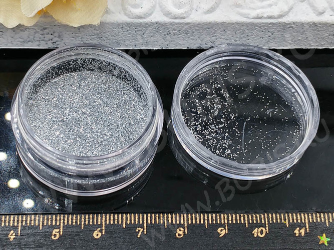 Наполнение для смолы и бутылочек 072 блёстки 0,2мм серебристые в контейнере (декор)