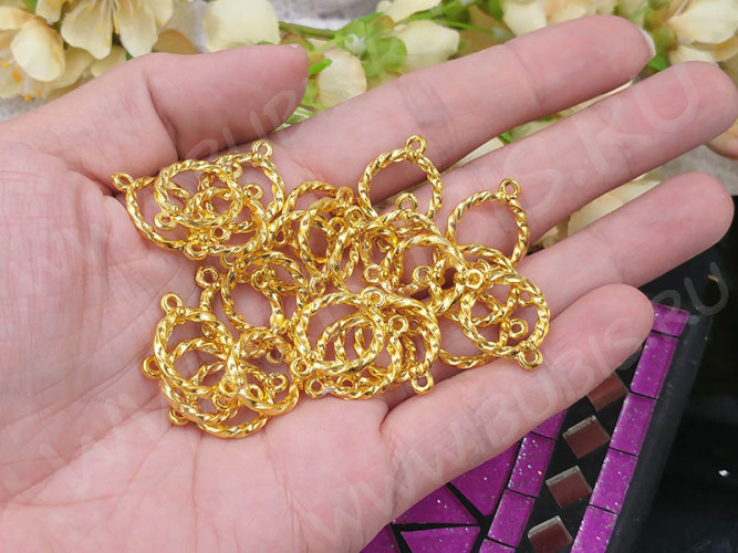 069 Коннектор-кольцо рамка 22*16*1,8мм золотистая (литьё)