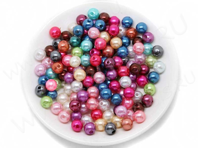 Бусина Округлая 29 "Жемчуг" 4мм микс непрозрачный (акрил) (50шт.)