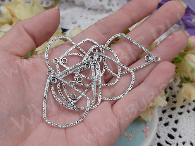 352 Коннектор Капля контур рамка 38,5*31,5*1,3мм античное серебро (литьё)