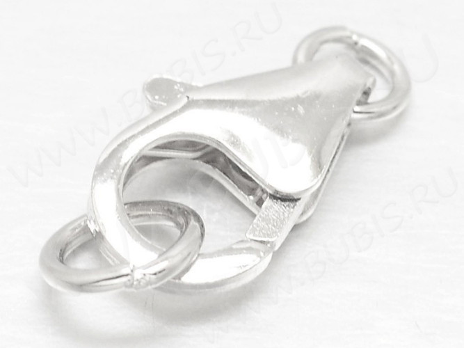 Замочек карабин №087 с колечками серебро 925 12*8*3мм серебристый (Sterling Silver)