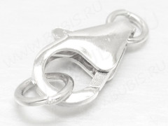 Замочек карабин №087 с колечками серебро 925 12*8*3мм серебристый (Sterling Silver)