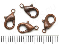 (СКИДКИ!!!) Замочек карабин №010 из латуни средний 12*7*3мм античная медь, без никеля (Brass) (10шт.)