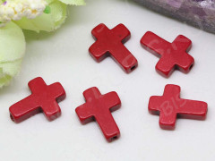 Бусина каменная Крестик 05 Говлит 15,5*12*3,5мм красный (камни)