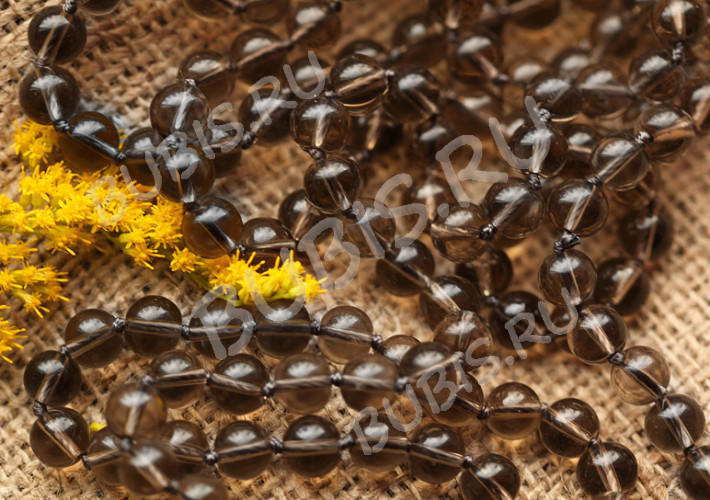 (СКИДКИ!!!) Бусина округлая 8мм Раухтопаз (Дымчатый кварц) (камни) (10шт.)