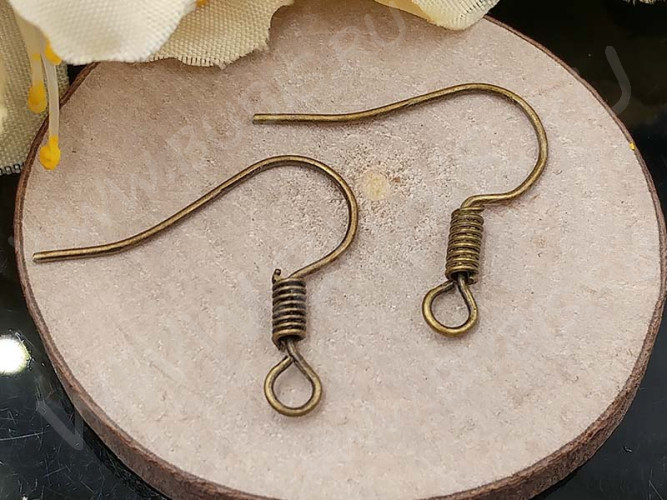 (ОПТ) Швензы-крючки №003 без шарика 15*15мм античная бронза, БЕЗ НИКЕЛЯ (Iron) (100 пар)