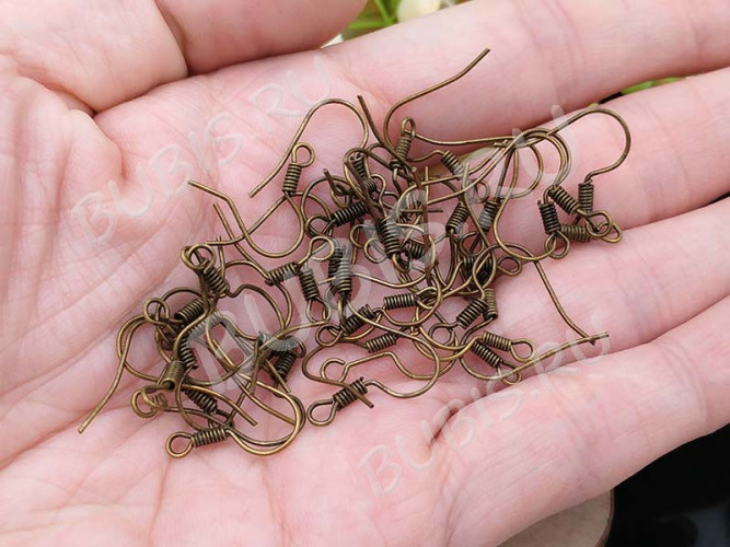 (ОПТ) Швензы-крючки №003 без шарика 15*15мм античная бронза, БЕЗ НИКЕЛЯ (Iron) (100 пар)