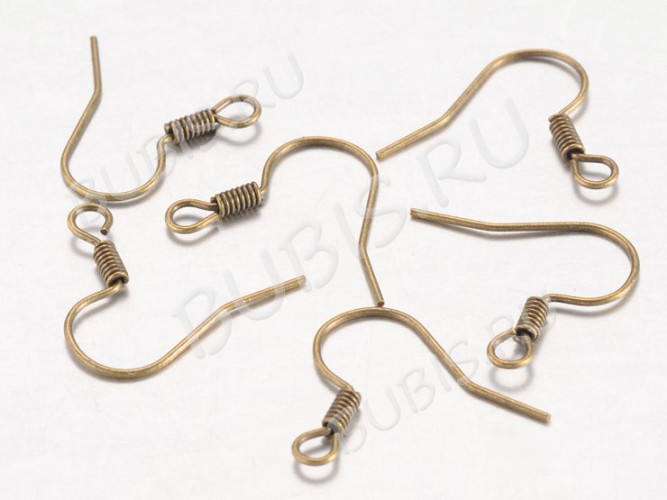 (ОПТ) Швензы-крючки №003 без шарика 15*15мм античная бронза, БЕЗ НИКЕЛЯ (Iron) (100 пар)