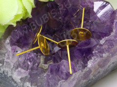 Пуссеты (&quot;гвоздики&quot;) №111 с платформой 8мм 12,5*8*8мм золотистые (Iron) (1 пара)