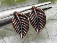 Пуссеты (&quot;гвоздики&quot;) №068 листик 17*12*10мм античная медь (литьё) (1 пара)