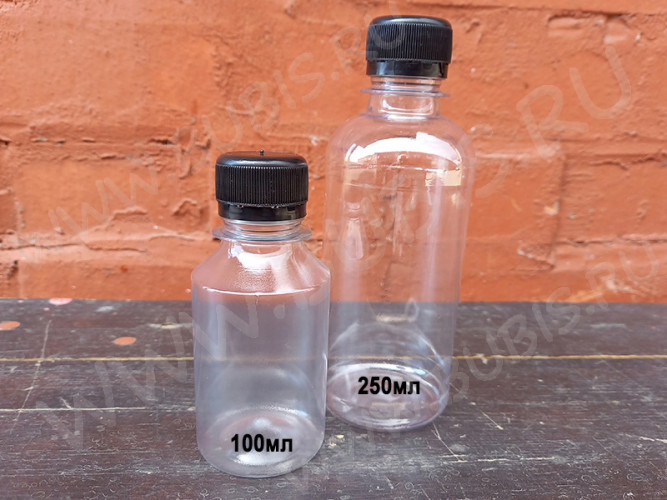 Флакон 02 Бутылочка с винтовой крышкой 250мл прозрачная (пластик)