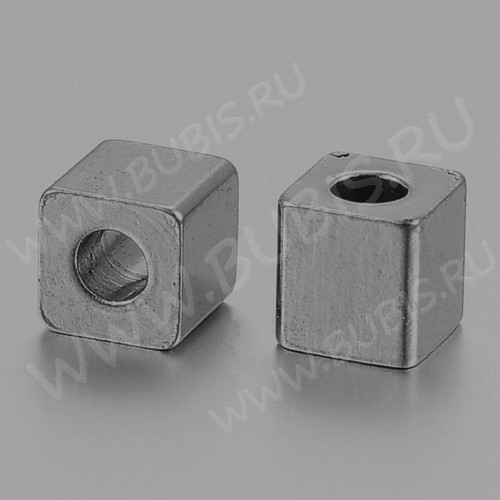 Бусина 217 Кубик 4*4*4мм цвет платины (Хирургическая сталь)