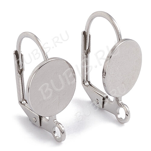 Швензы с французским замком №57 с платформой 10мм площадкой 17*11*10мм цвет платины (Хирургическая сталь) (1 пара)