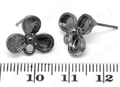 Пуссеты (&quot;гвоздики&quot;) №046 цветочек 14,5*14*12мм чёрный никель (литьё) (1 пара)