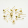 Купить Пуссеты ("гвоздики") №209 с шариком 3мм и петелькой 15*6*0,7мм Real Gold Plated 24K золотистые (Хирургическая сталь) (1 пара) с доставкой по России