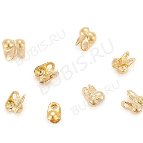 Зажимы №56-G Калотты (скуфейки) концевики стальные 4*2,5мм золотистые (Хирургическая сталь) (10шт)