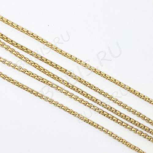Цепочка S29-G Ювелирная сталь Ролло (Rolo) квадрат "Коробок" мелкая 2*2*1мм золотистая (Хирургическая сталь) (50см)