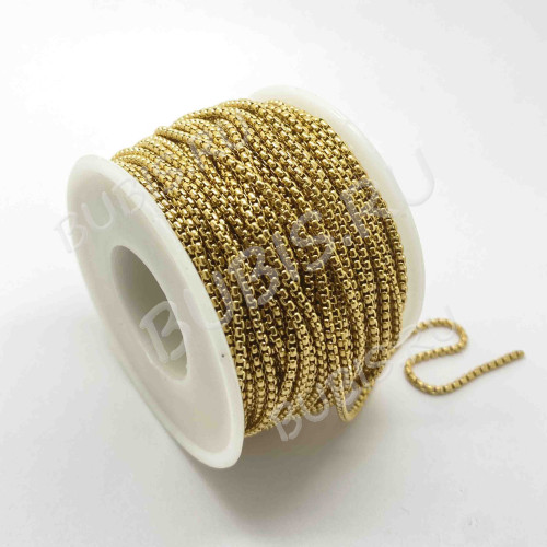 Цепочка S29-G Ювелирная сталь Ролло (Rolo) квадрат "Коробок" мелкая 2*2*1мм золотистая (Хирургическая сталь) (50см)