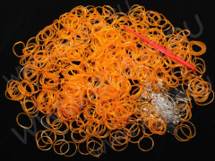 (РАСПРОДАЖА!!!) Набор для плетения браслетов 61 Loom Bands в пакете ОРАНЖЕВЫХ прозрачных (Loom Bands) (600 резинок)