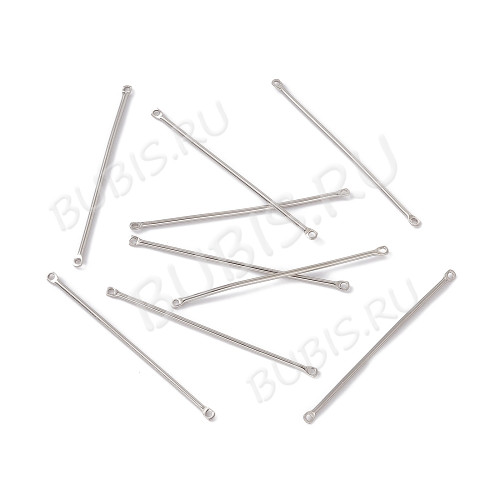 385 Коннектор палочка прямая гладкая 40*2,5*1,5мм цвет платины (Хирургическая сталь) 