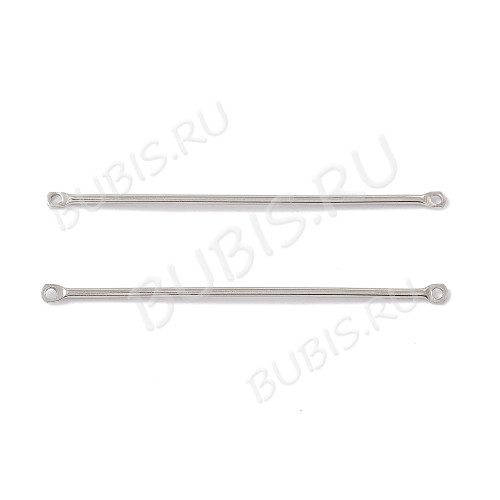 385 Коннектор палочка прямая гладкая 40*2,5*1,5мм цвет платины (Хирургическая сталь) 