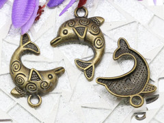 (СКИДКИ!!!) Подвеска Дельфинчик 08 с завитками 27*24*4,5мм античная бронза (литьё) (10шт.)