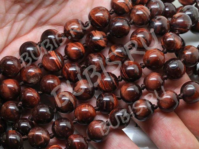 (ОПТ) Бусина округлая 10мм Бычий глаз (камни) (НИТЬ)