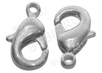 Замочек карабин №011 из латуни малый 9,5*5,5*2,5мм цвет платины, без никеля (Brass)