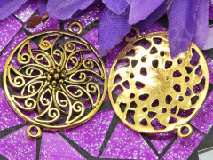 245 Коннектор ажурный Круг 39*31*5мм античное золото (литьё)