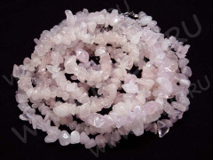 Крошка (галтовка) каменная 066 5-9мм Розовый кварц бледный натуральный (камни) (нить прим.45см)
