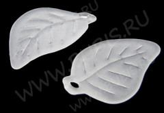 Подвеска акриловый Листик 13 матовый 17,5*11*2,5мм белый полупрозрачный (акрил) (10шт.)