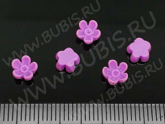 Кабошон декоративный 49 Цветочек 6*6*3,5мм сиреневый (резин) (5шт.)