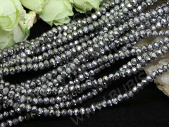 (СКИДКИ!!!) Бусина кристалл гранёный абакус 4,3*4*3,5мм т.серебристый непрозрачный (имитация Сваровски) (100шт.)