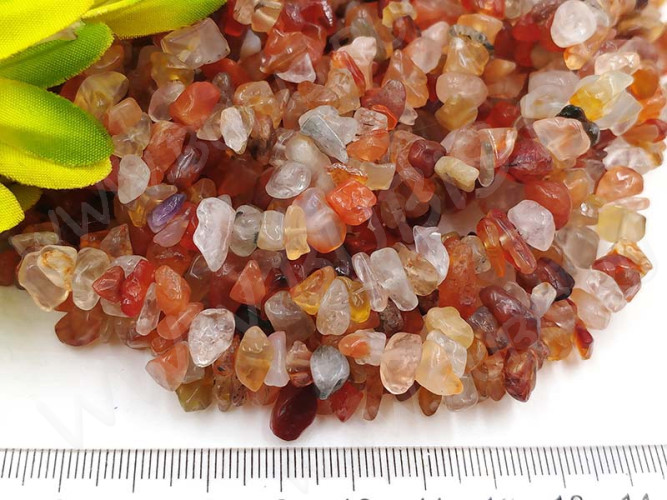 Крошка (галтовка) каменная 016 5-9мм Карнелиан (Сердолик) натуральный (камни) (нить 43-45см)