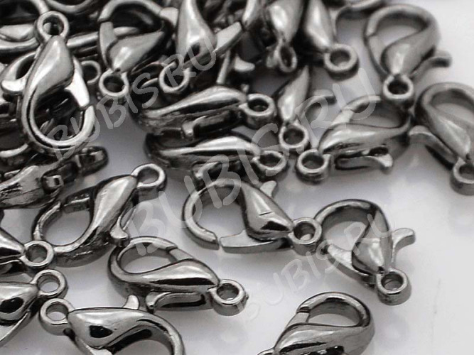 Замочек карабин №049 большой 21*12,5*5мм черный никель (сплав)