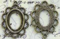 Подвеска-сеттинг Овал 24 с сеттингом 18*13мм 31,5*22,5*2,1мм античная бронза (литьё)