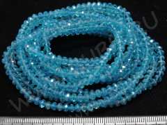 Бусина кристалл гранёный абакус 4,3*4*3,5мм голубой с АВ прозрачный (имитация Сваровски) (20шт.)