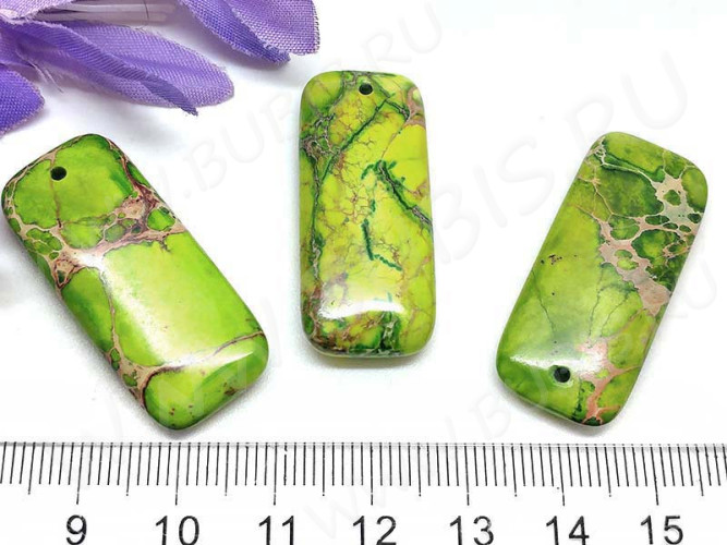 Кулон 0869 Прямоугольник 35*15*6мм Варисцит салатовый (камни)