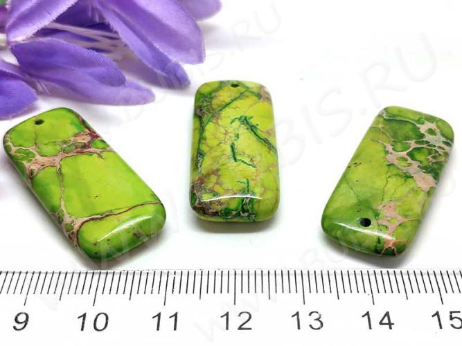 Кулон 0869 Прямоугольник 35*15*6мм Варисцит салатовый (камни)