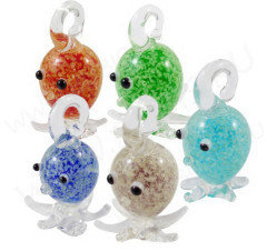 Подвеска Осьминог 24*16мм красный полупрозрачный (Lampwork)