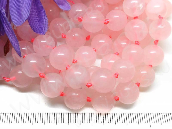(ОПТ) Бусина округлая 10мм Розовый кварц (камни) (НИТЬ)