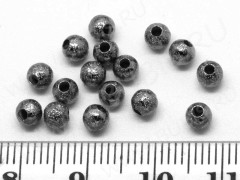 (СКИДКИ!!!) Бусина Шарик металлический &quot;сахарный&quot; 4мм чёрный никель (Brass) (10шт.)