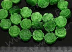 Бусина каменная Цветочек 02 14*14*5,5мм Кошачий глаз зелёный (камни)