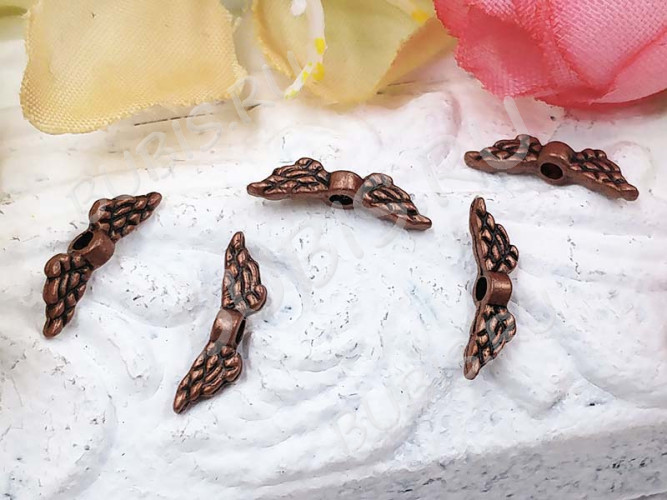 (СКИДКИ!!!) Бусина 192 Крылья 10 3D Ангела маленькие 12*3*2,5мм античная медь (литьё) (10шт.)