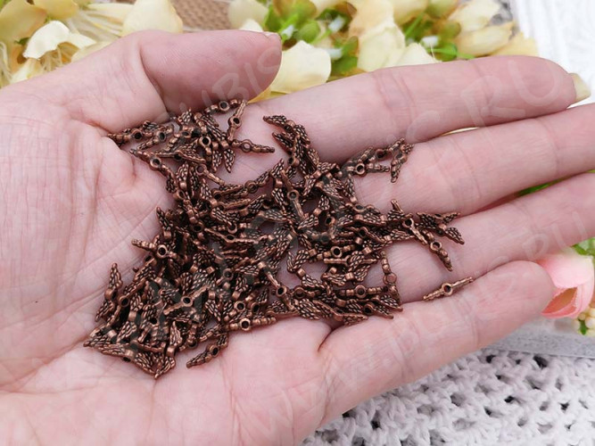 (СКИДКИ!!!) Бусина 192 Крылья 10 3D Ангела маленькие 12*3*2,5мм античная медь (литьё) (10шт.)